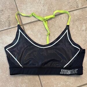 Zumba Fitness Black and Neon Green Sports Bra